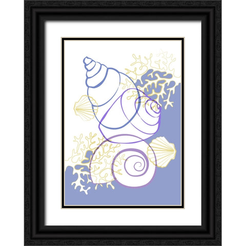 Blue Sea Life Black Ornate Wood Framed Art Print with Double Matting by Aesthete