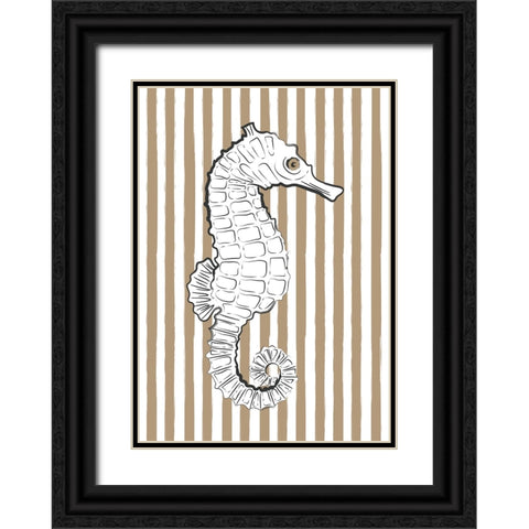 Brown Striped Sea Horse Black Ornate Wood Framed Art Print with Double Matting by Aesthete