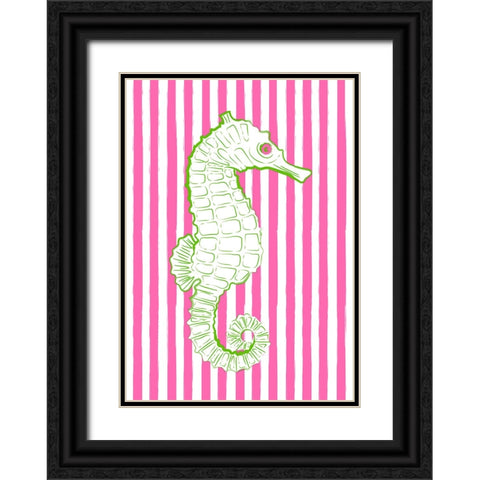 Pink Striped Sea Horse Black Ornate Wood Framed Art Print with Double Matting by Aesthete