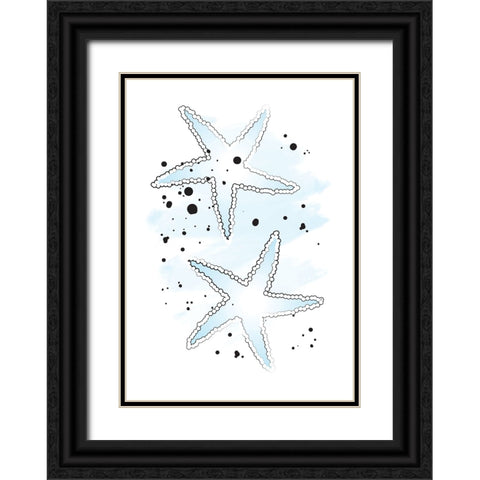 Blue Sea Stars Black Ornate Wood Framed Art Print with Double Matting by Aesthete