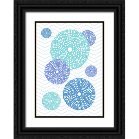 Blue Urchins Black Ornate Wood Framed Art Print with Double Matting by Aesthete