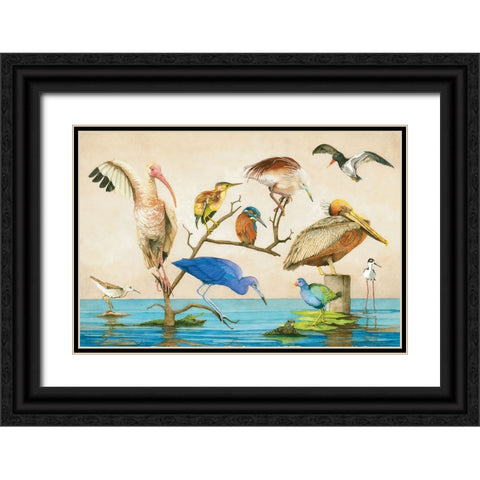 Blue Bird Gang Black Ornate Wood Framed Art Print with Double Matting by Rizzo, Gene