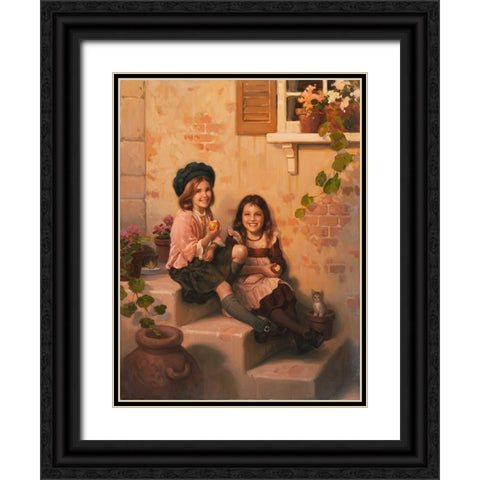 Children Black Ornate Wood Framed Art Print with Double Matting by Murray, Alan