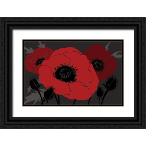Beautes Rouges II Black Ornate Wood Framed Art Print with Double Matting by Art Licensing Studio