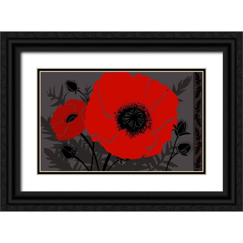 Beautes Rouges III Black Ornate Wood Framed Art Print with Double Matting by Art Licensing Studio