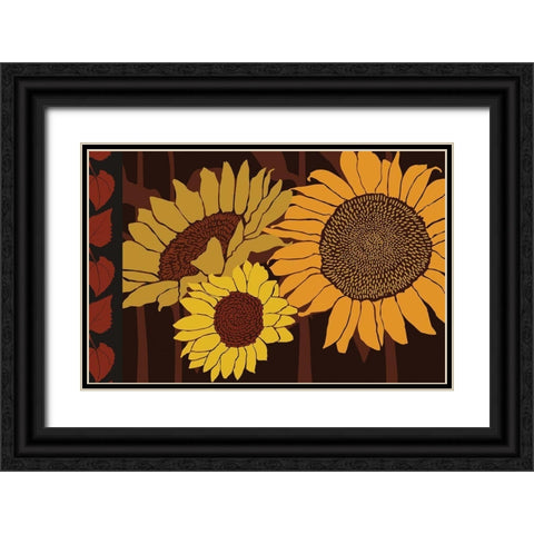 Tournesol III Black Ornate Wood Framed Art Print with Double Matting by Art Licensing Studio