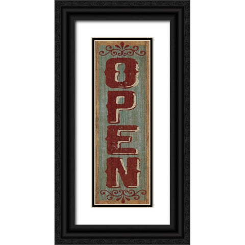 OPEN Sign 3 Black Ornate Wood Framed Art Print with Double Matting by Art Licensing Studio