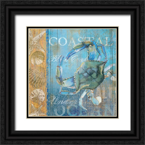 Crab and Sea Black Ornate Wood Framed Art Print with Double Matting by Art Licensing Studio