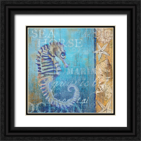 Sea Horse and Sea Black Ornate Wood Framed Art Print with Double Matting by Art Licensing Studio