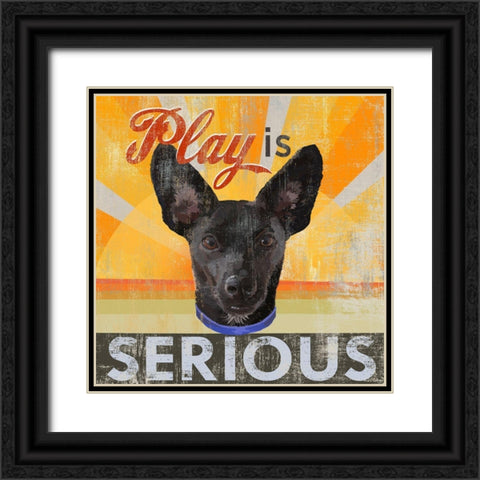 Dog days - llittle black pup Black Ornate Wood Framed Art Print with Double Matting by Art Licensing Studio