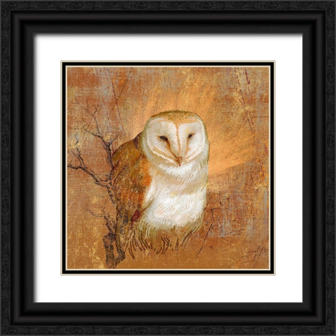 Owl in the wood Black Ornate Wood Framed Art Print with Double Matting by Art Licensing Studio