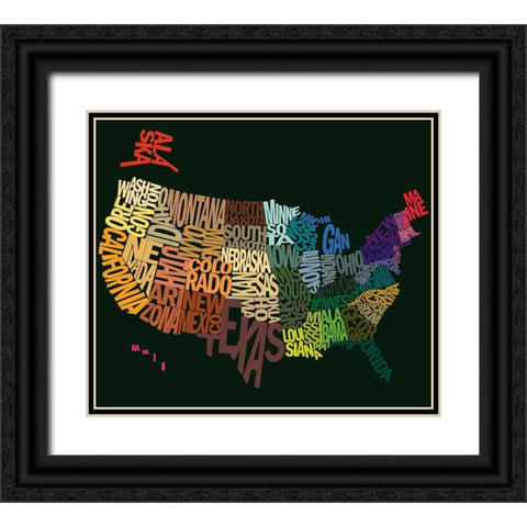 States of text Black Ornate Wood Framed Art Print with Double Matting by Art Licensing Studio