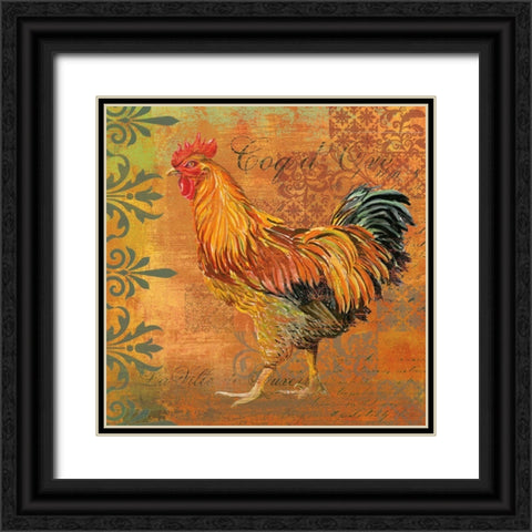 Coq Motifs II Black Ornate Wood Framed Art Print with Double Matting by Art Licensing Studio