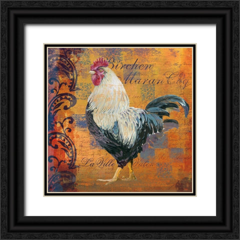 Coq Motifs III Black Ornate Wood Framed Art Print with Double Matting by Art Licensing Studio