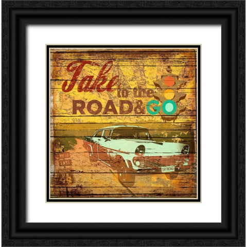 Take to the Road Black Ornate Wood Framed Art Print with Double Matting by Art Licensing Studio