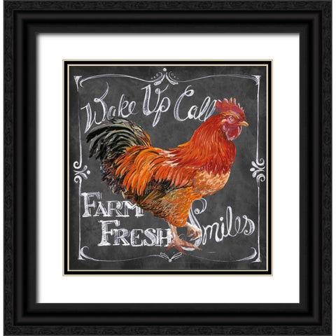 Rooster on Chalkboard II Black Ornate Wood Framed Art Print with Double Matting by Art Licensing Studio