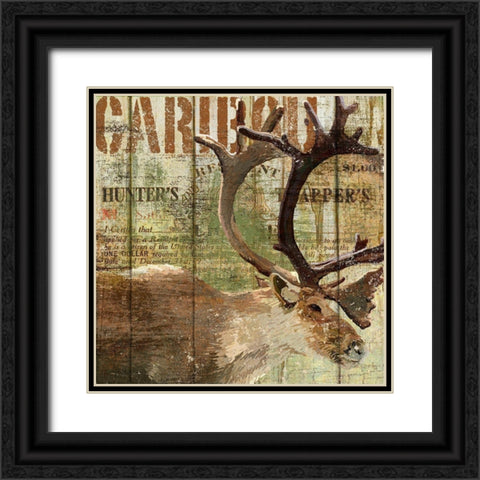 Open Season Caribou Black Ornate Wood Framed Art Print with Double Matting by Art Licensing Studio