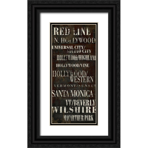 LA Red Line Black Ornate Wood Framed Art Print with Double Matting by Art Licensing Studio