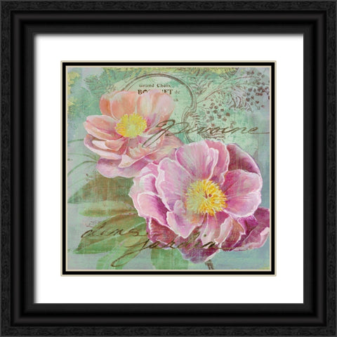 Peony Garden I Black Ornate Wood Framed Art Print with Double Matting by Art Licensing Studio