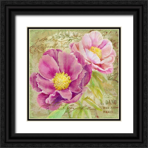 Peony Garden II Black Ornate Wood Framed Art Print with Double Matting by Art Licensing Studio