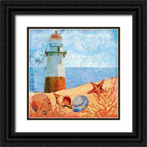 Ocean Breeze Lighthouse Black Ornate Wood Framed Art Print with Double Matting by Art Licensing Studio