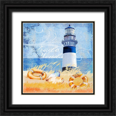 Trade Winds Lighthouse Black Ornate Wood Framed Art Print with Double Matting by Art Licensing Studio