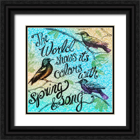 Birdie Words 1 Black Ornate Wood Framed Art Print with Double Matting by Art Licensing Studio