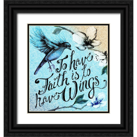 Birdie Words 2 Black Ornate Wood Framed Art Print with Double Matting by Art Licensing Studio