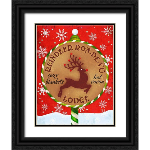 Reindeer Lodge Black Ornate Wood Framed Art Print with Double Matting by Art Licensing Studio