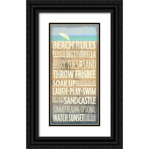 Beach Rules Black Ornate Wood Framed Art Print with Double Matting by Art Licensing Studio