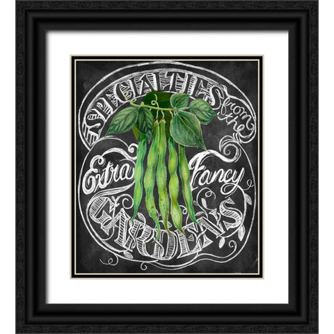 Chalkboard Green Beans Black Ornate Wood Framed Art Print with Double Matting by Art Licensing Studio