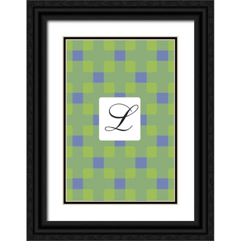 Initials Pattern L Black Ornate Wood Framed Art Print with Double Matting by Art Licensing Studio