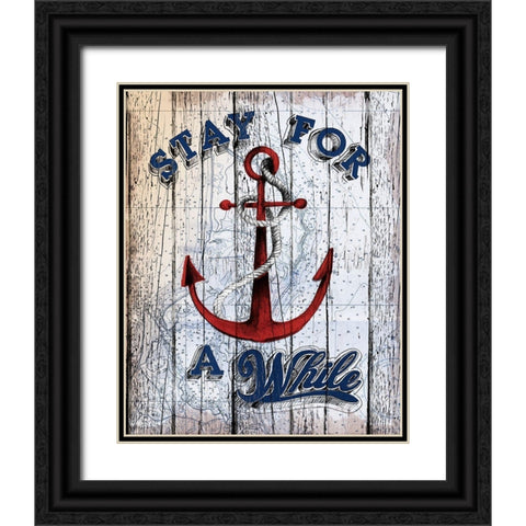 Stay Anchor Black Ornate Wood Framed Art Print with Double Matting by Art Licensing Studio