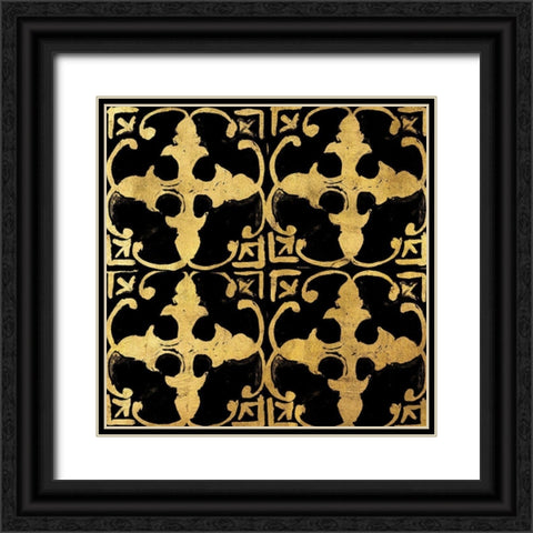 BAndG Tileworks 1 Black Ornate Wood Framed Art Print with Double Matting by Art Licensing Studio