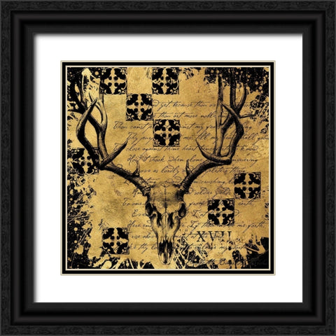 BAndG Deer Skull Black Ornate Wood Framed Art Print with Double Matting by Art Licensing Studio