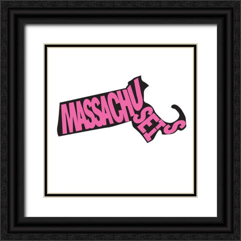 Massachusetts Black Ornate Wood Framed Art Print with Double Matting by Art Licensing Studio