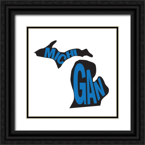 Michigan Black Ornate Wood Framed Art Print with Double Matting by Art Licensing Studio