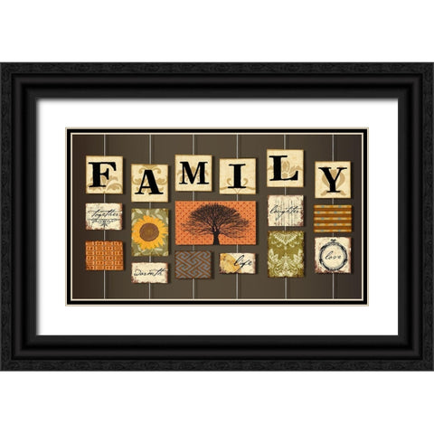 Family on strings Black Ornate Wood Framed Art Print with Double Matting by Art Licensing Studio
