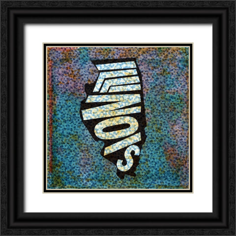 Illinois Black Ornate Wood Framed Art Print with Double Matting by Art Licensing Studio