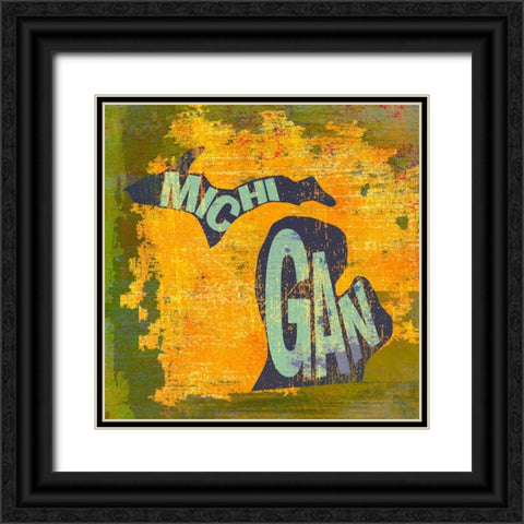 Michigan Black Ornate Wood Framed Art Print with Double Matting by Art Licensing Studio