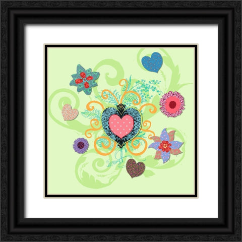Swirling Big Heart Black Ornate Wood Framed Art Print with Double Matting by Art Licensing Studio
