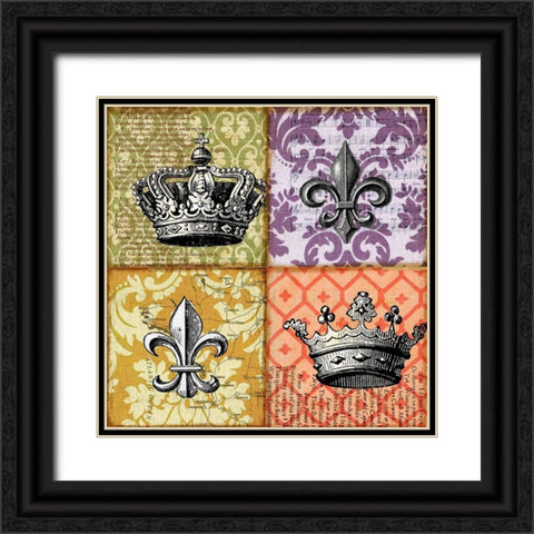 Crown and Fleur Black Ornate Wood Framed Art Print with Double Matting by Art Licensing Studio