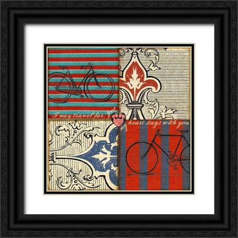 Bicycle Damask Black Ornate Wood Framed Art Print with Double Matting by Art Licensing Studio