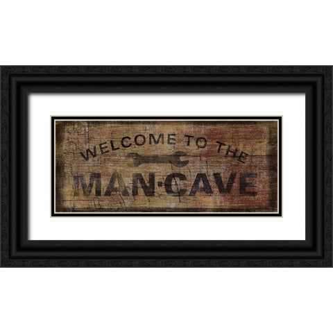 Mancave with Wrench Black Ornate Wood Framed Art Print with Double Matting by Art Licensing Studio
