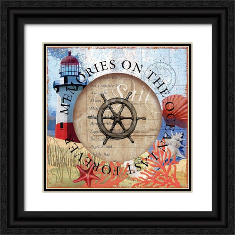 Circled Lighthouse 1 Black Ornate Wood Framed Art Print with Double Matting by Art Licensing Studio