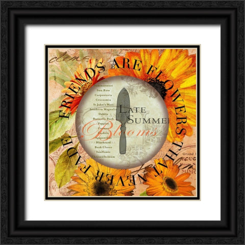 Circled Florals 2 Black Ornate Wood Framed Art Print with Double Matting by Art Licensing Studio