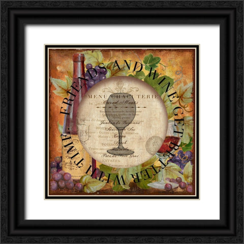 Circled Wine 2 Black Ornate Wood Framed Art Print with Double Matting by Art Licensing Studio