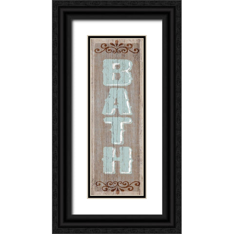 Bath Sign 1 Black Ornate Wood Framed Art Print with Double Matting by Art Licensing Studio