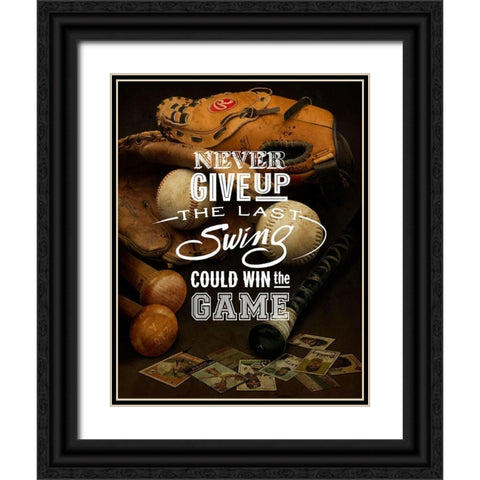 Never give up Black Ornate Wood Framed Art Print with Double Matting by Art Licensing Studio