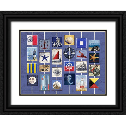 Nautical strings 1 Black Ornate Wood Framed Art Print with Double Matting by Art Licensing Studio